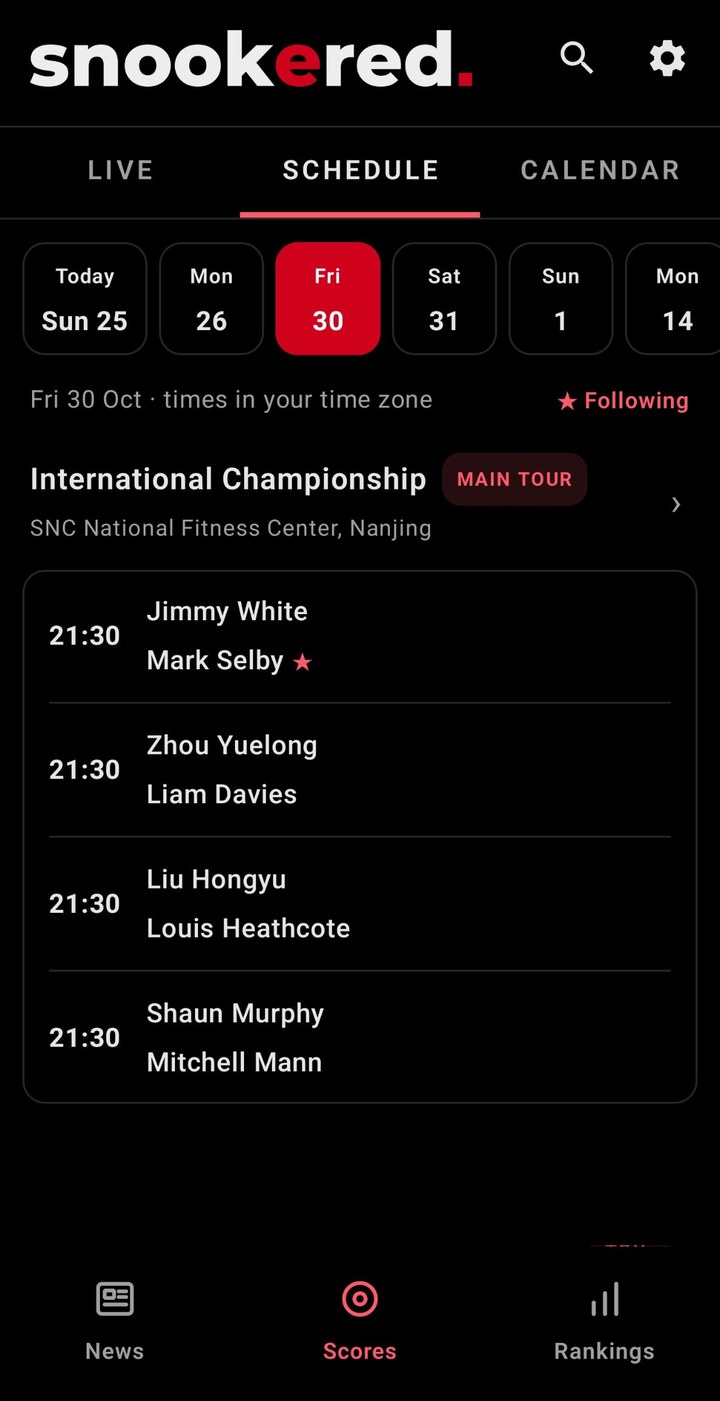Order of play